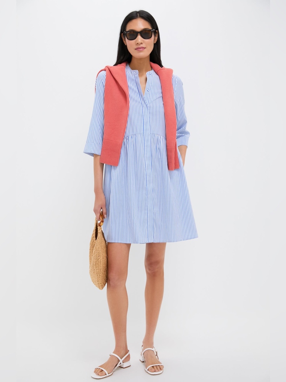 TUCKERNUCK Blue White Stripe Royal Shirt Dress Nautical Preppy S Resort Travel